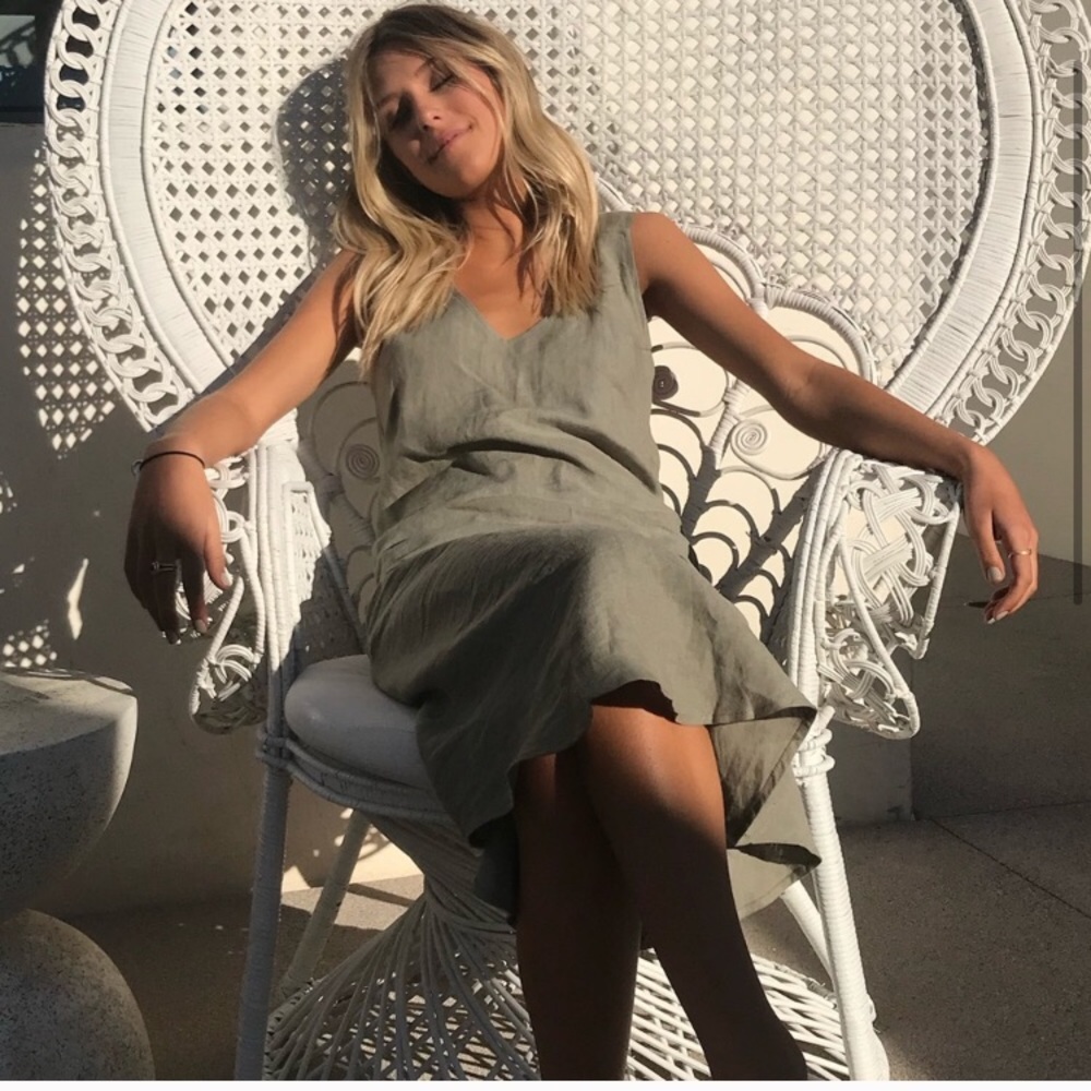 Mate The Label Linen Green Midi Dress